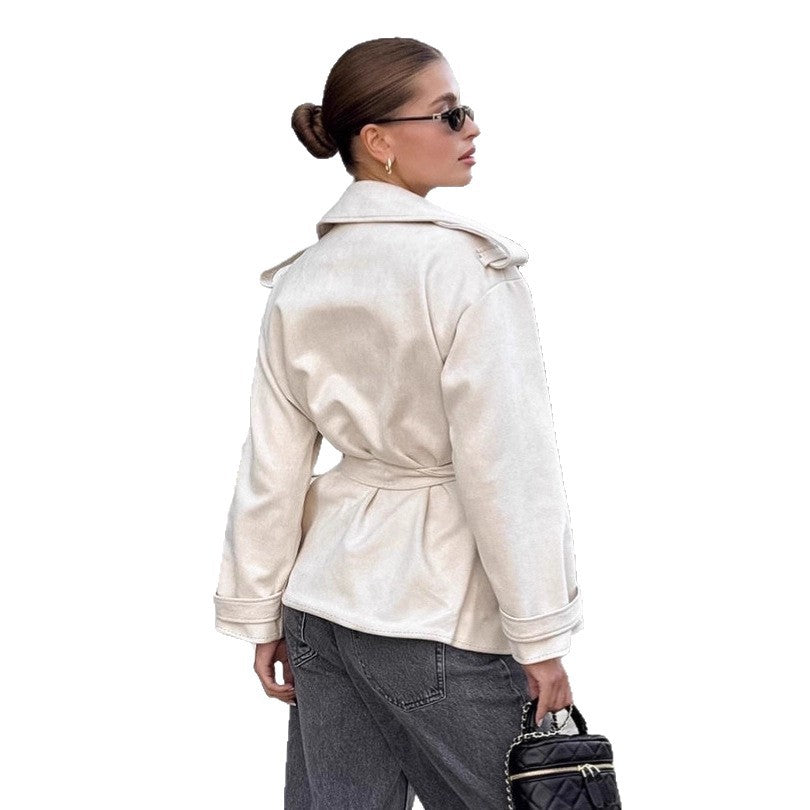 Damen Elegante Utility-Jacke mit Taillengürtel und entspannter Passform EB