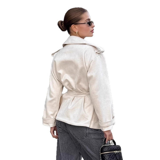 Damen Elegante Utility-Jacke mit Taillengürtel und entspannter Passform EB