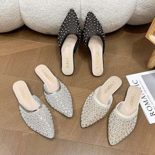 Damen elegante und funkelnde Hausschuhe mit Netzdesign EB