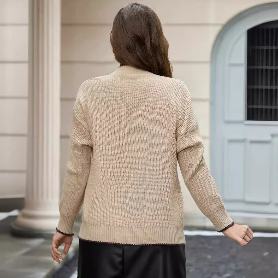 Damen Strickjacke mit modernen Taschen und kontrastierenden Details EB