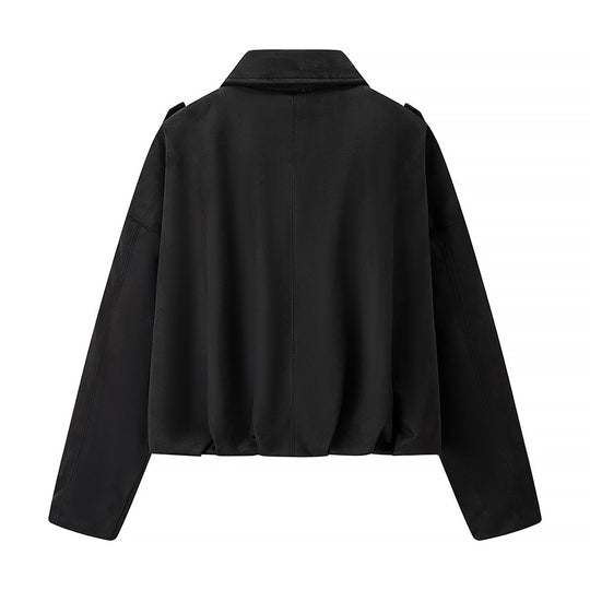 Damen modische cropped Jacke mit bequemen Bündchen und elegantem Kragen EB