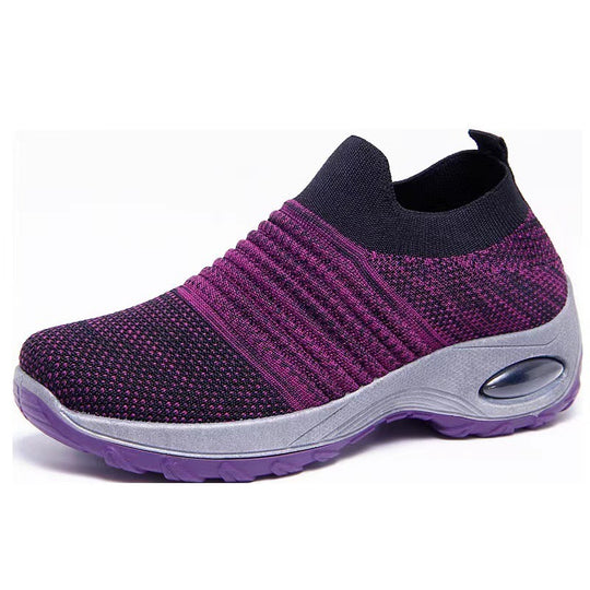 Damen Flexibler Slip-On Sneaker mit atmungsaktiver Strick-Oberfläche und dämpfender Sohle EB