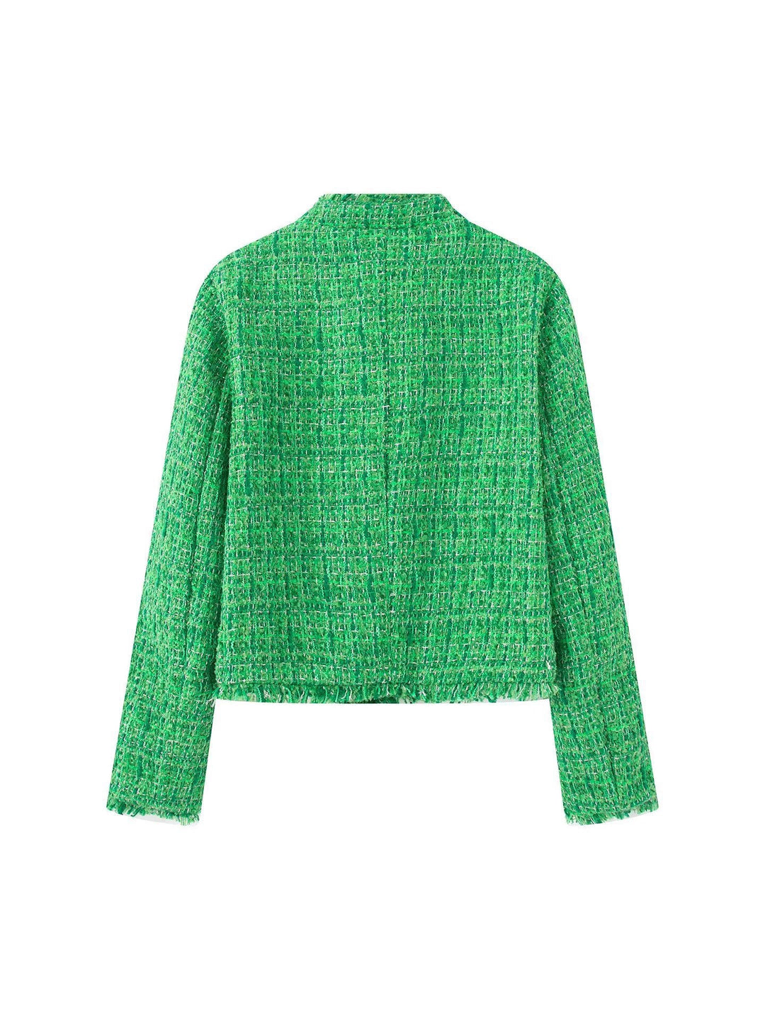 Damen stilvolle Kurzjacke im strukturierten Tweed-Design mit dekorativen Knöpfen EB