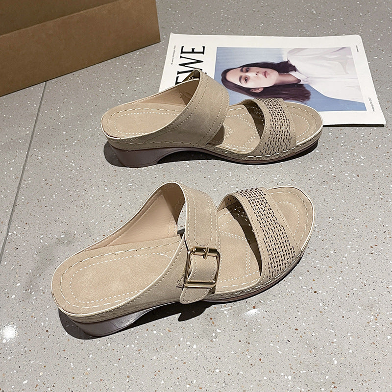 Damen Komfortable Clogs mit hochwertiger Schnallenverzierung EB