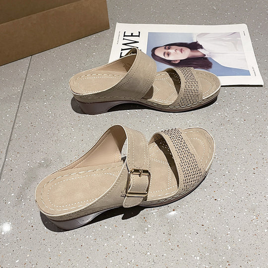 Damen Komfortable Clogs mit hochwertiger Schnallenverzierung EB