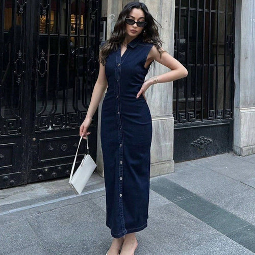 Damen lässiges Midi-Kleid mit Knopfverschluss und Raffung EB