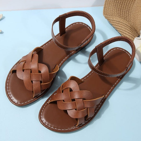 Damen bequeme geflochtene Sandalen mit verstellbarem Riemen EB