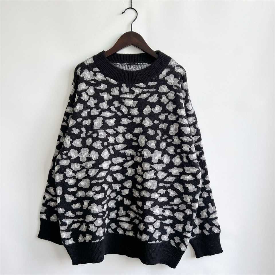 Damen legerer Pullover mit tierischem Muster EB