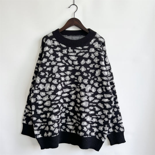 Damen legerer Pullover mit tierischem Muster EB