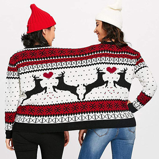 Damen Weihnachtspullover mit festlichem Rentiermotiv und herzlichem Design EB