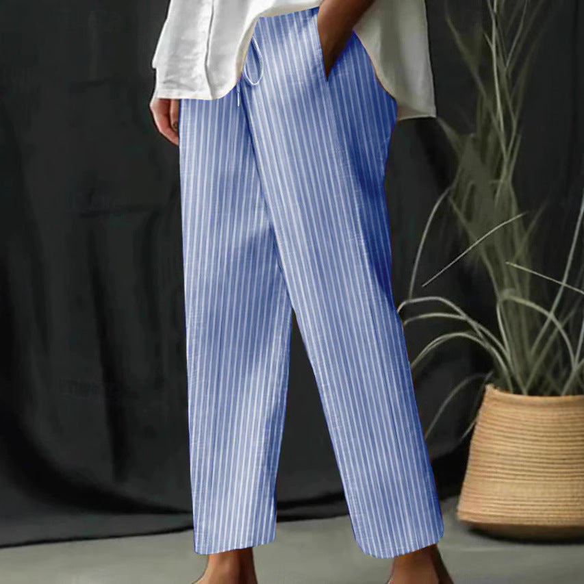 Damen Freizeithose mit gestreiftem Design und komfortablem Bund EB