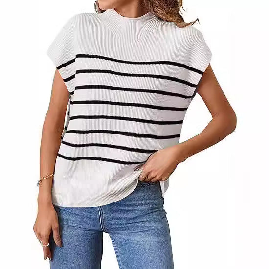 Damen lässiges gestreiftes Strickoberteil im modernen Schnitt EB