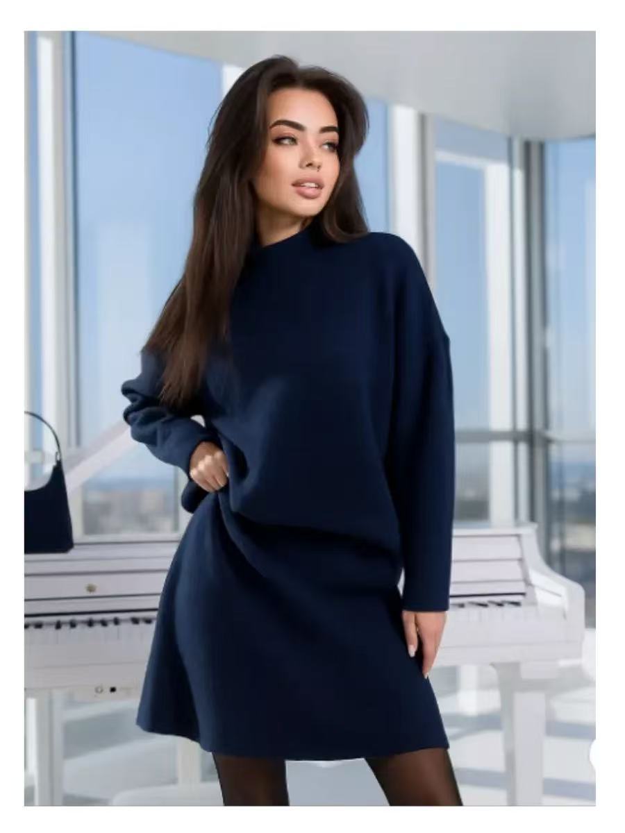 Damen Strickensemble mit weitem Schnitt und hochgeschlossenem Kragen EB