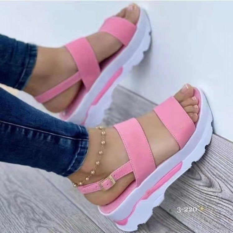 Damen Plateau-Sandalen mit verstellbarem Riemendesign und ergonomischer Sohle EB