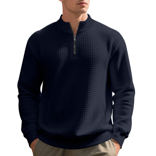 Herren Sweatshirt mit halbem Reißverschluss und strukturiertem Design EB