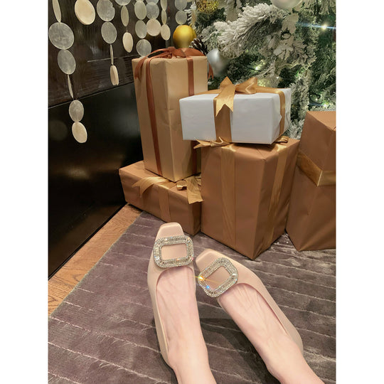 Damen elegante Ballerinas mit funkelndem Strassbesatz EB