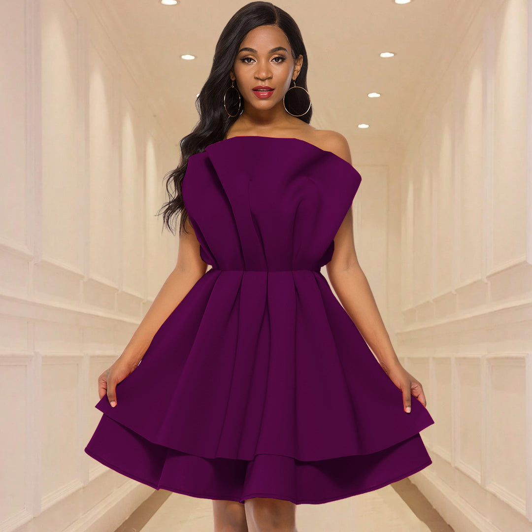 Damen Glamouröses Cocktailkleid mit voluminösen Rüschen EB