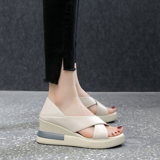 Damen Wedge-Sandalen mit geschlossenen Zehen und komfortablem Fußbett EB