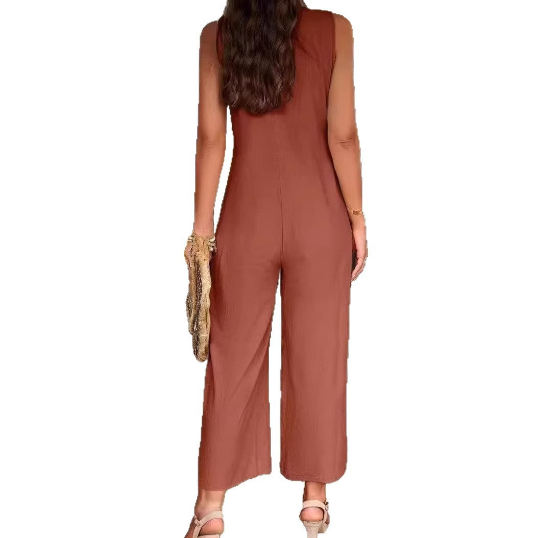 Damen Eleganter Jumpsuit mit Knopfdetails und praktischen Taschen EB