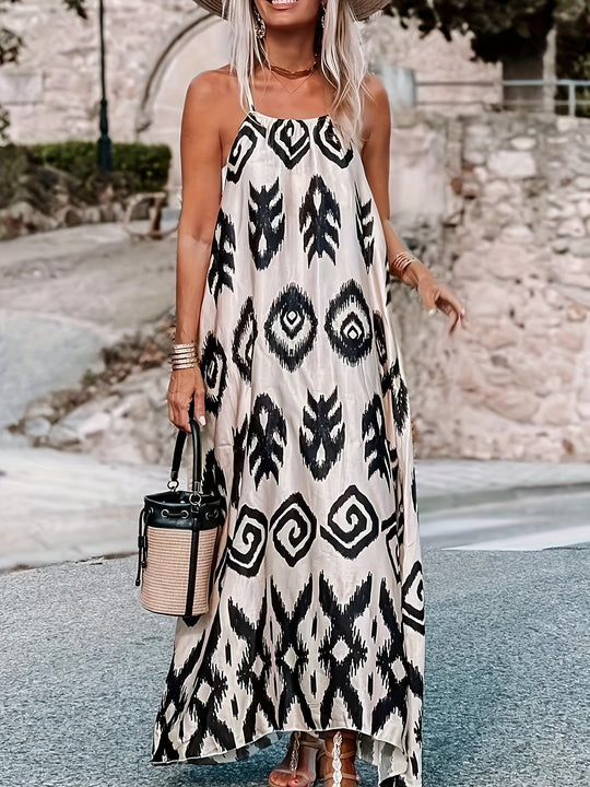 Damen Maxikleid mit aufregendem Ethno-Print und leicht fließendem Schnitt EB