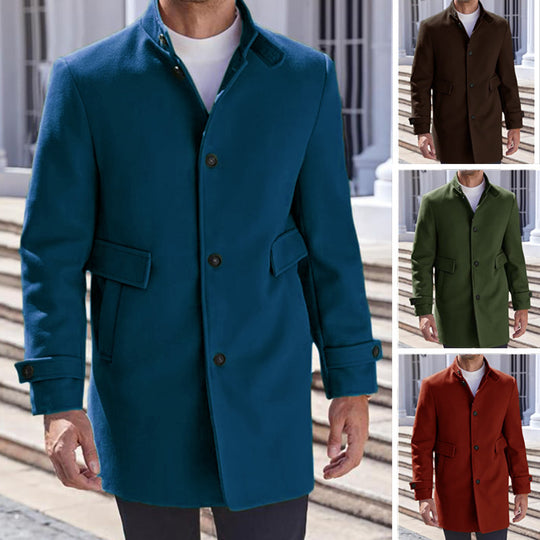 Herren eleganter Mantel mit praktischem Stehkragen und Taschen EB