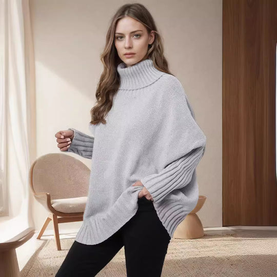 Damen Oversize Rollkragenpullover mit strukturiertem Strick EB