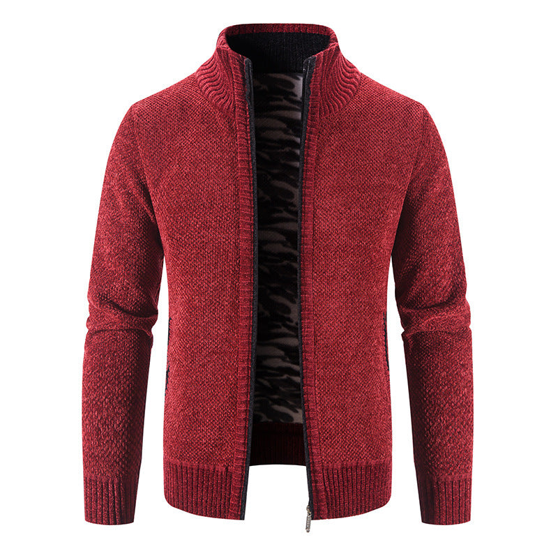 Herren Strickjacke mit hohem Kragen und praktischen Reißverschlusstaschen EB