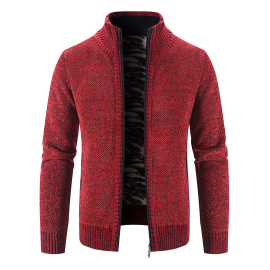 Herren Strickjacke mit hohem Kragen und praktischen Reißverschlusstaschen EB
