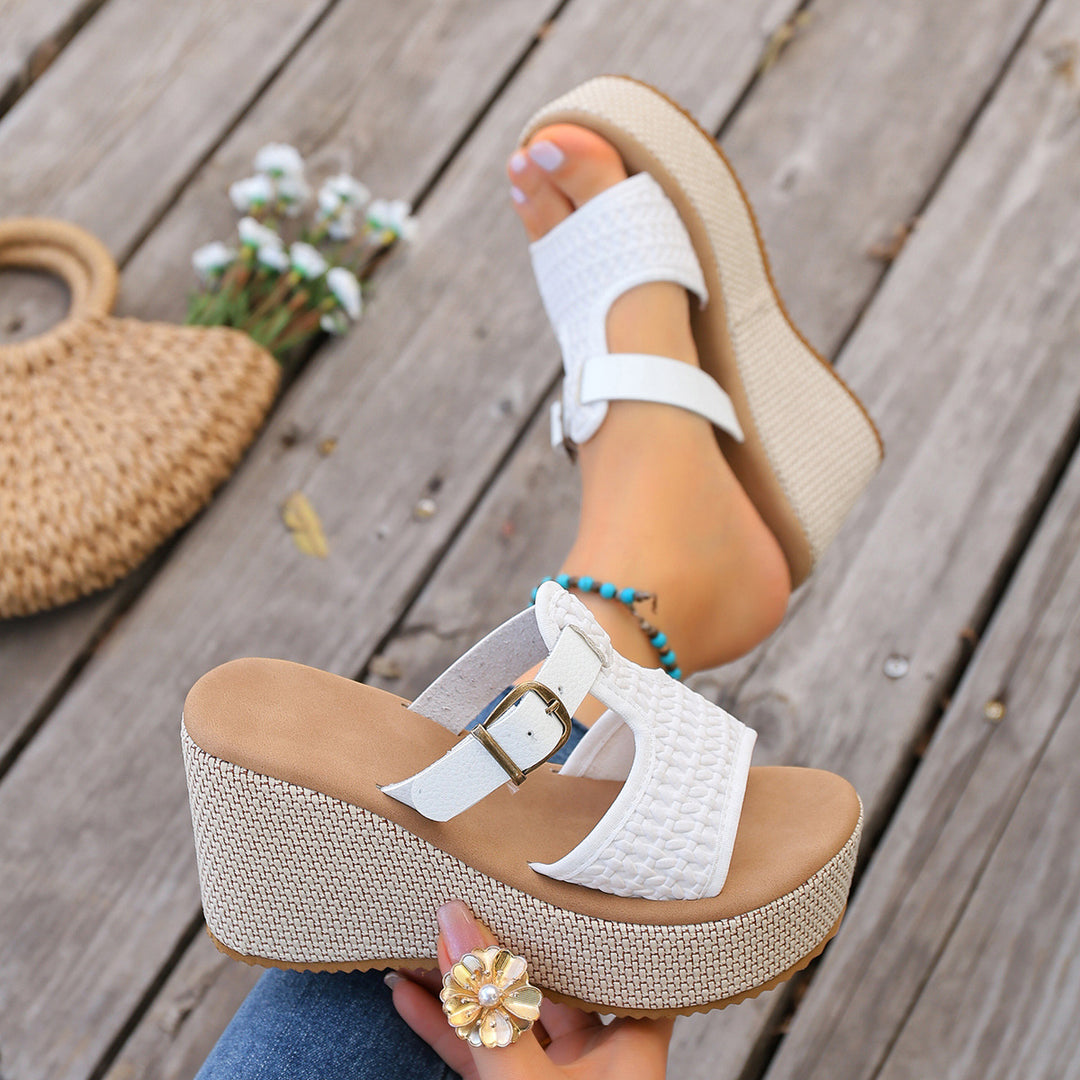 Damen Komfortable Plateau-Sandalen mit verstellbaren Riemen EB
