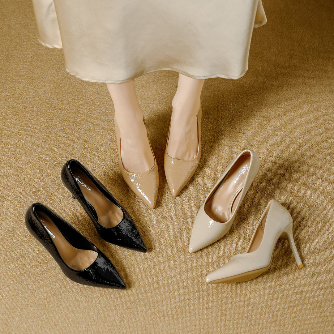 Damen elegante spitze High Heels mit glänzender Oberfläche EB