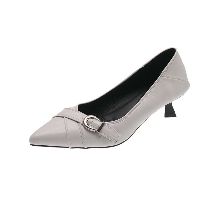 Damen elegante Pumps mit dekorativem Schnallenverschluss und spitzem Design EB