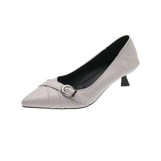 Damen elegante Pumps mit dekorativem Schnallenverschluss und spitzem Design EB