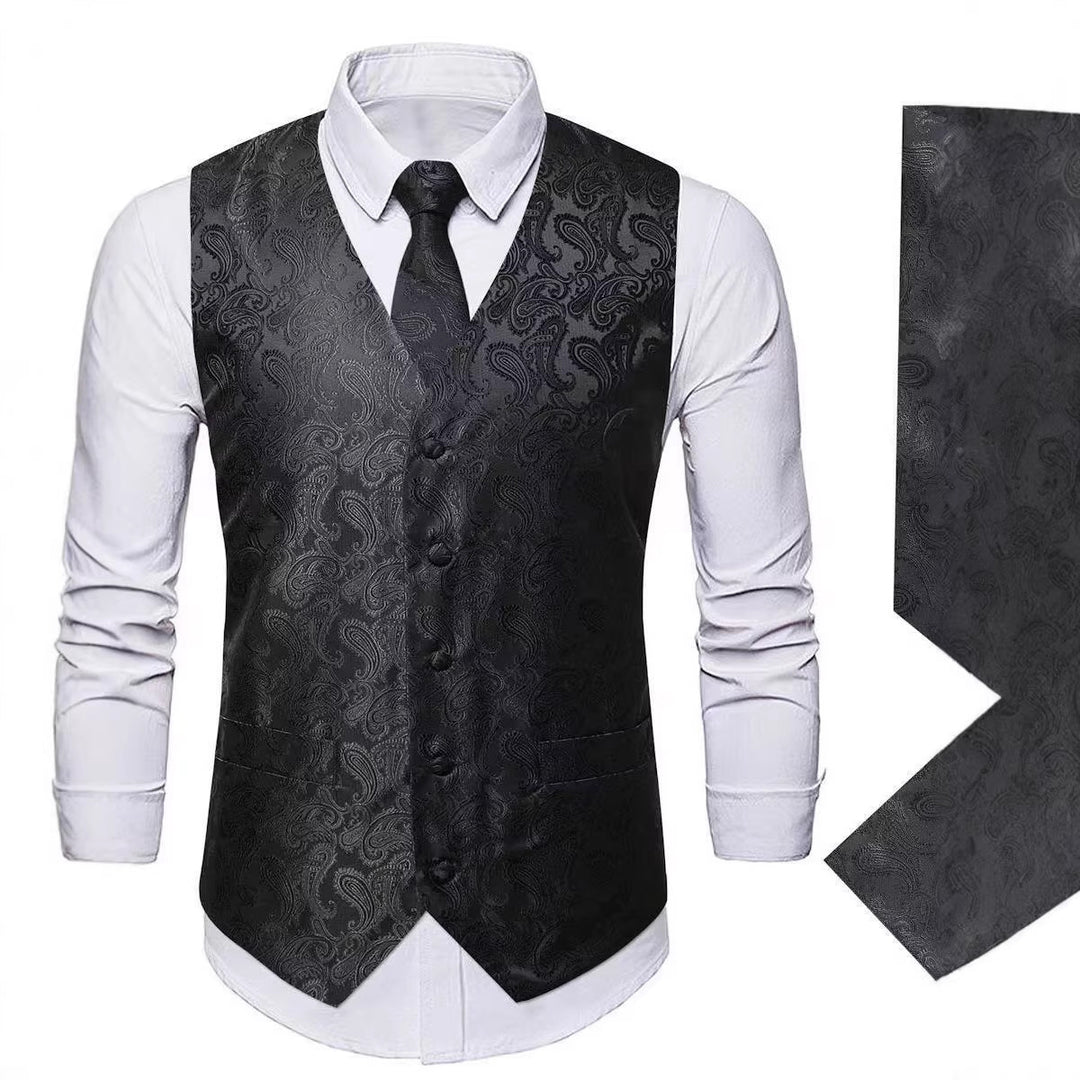 Herren nan Paisley Satin Anzugweste Set mit Krawatte und Einstecktuch EB