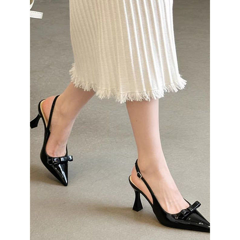 Damen spitze Slingback-Pumps mit eleganter Schleifenverzierung EB