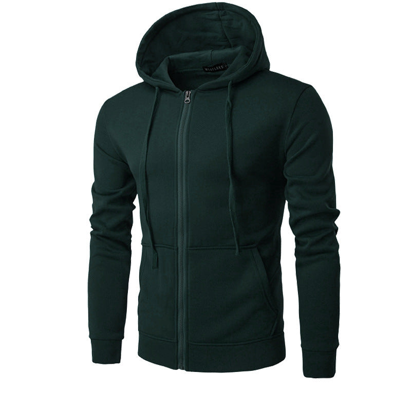 Herren nan Slim-Fit Kapuzensweatjacke mit mittigem Reißverschluss, doppellagiger Kapuze und praktischen Eingrifftaschen EB