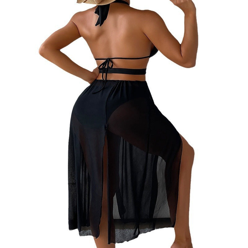Damen Maxi-Strandkleid mit cut-out Design und elegantem Ring-Detail EB