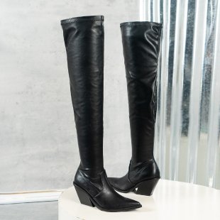 Damen High-Heel Overknee-Stiefel mit schickem Riemendesign EB