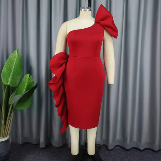 Damen Elegantes Trägerloses Cocktailkleid mit Rüschendetail EB