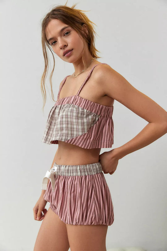 Damen gestreiftes Loungewear-Set EB