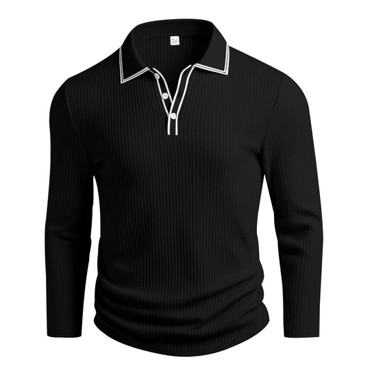Herren Langarm-Polohemd mit strukturiertem Design EB