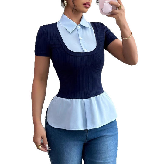 Damen Elegantes Oberteil mit fließendem Saum EB