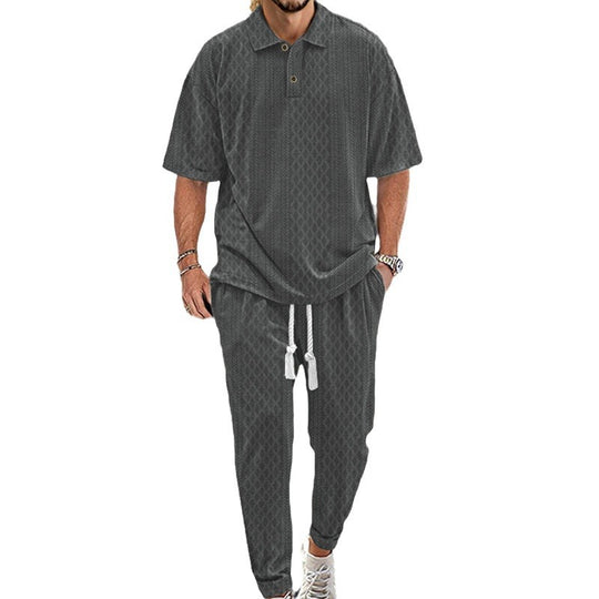 Herren lässiges Freizeit-Set mit strukturiertem Oberteil und bequemen Jogginghosen EB