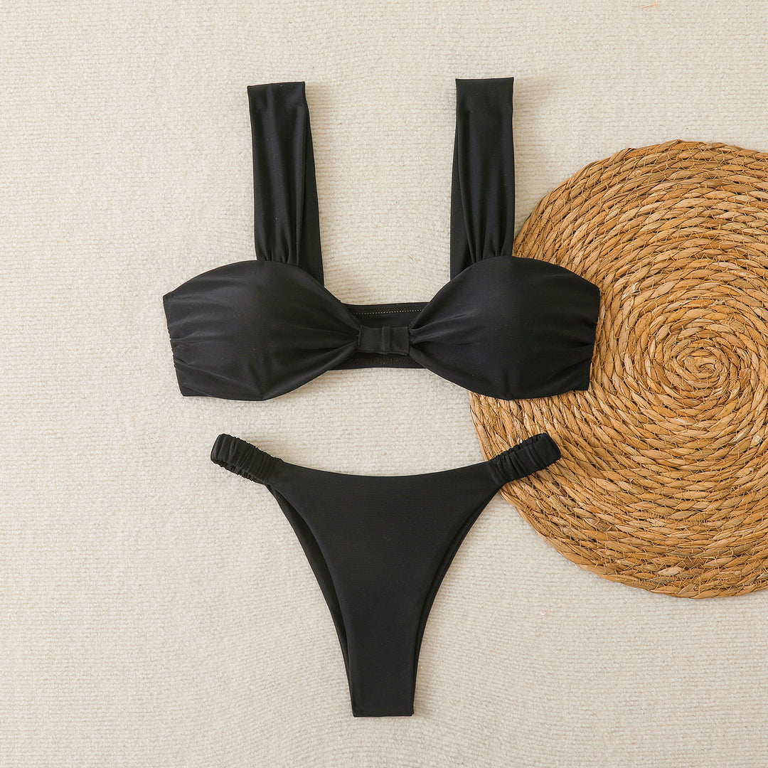 Damen Bandeau-Bikini mit breiten Trägern und eleganter Schleifenverzierung EB