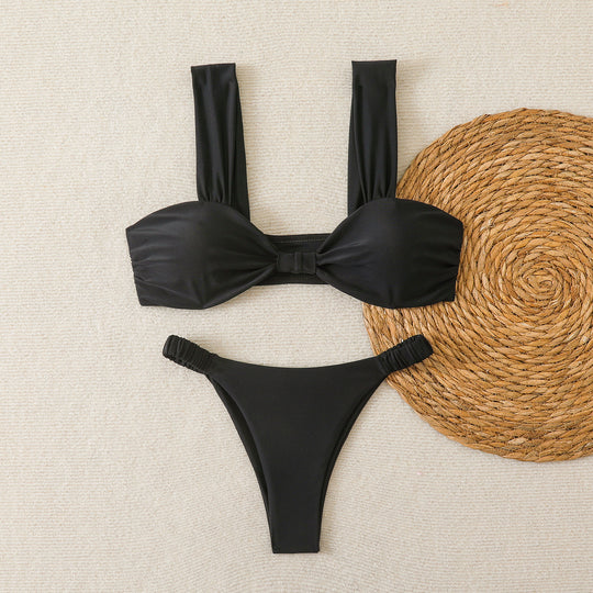 Damen Bandeau-Bikini mit breiten Trägern und eleganter Schleifenverzierung EB