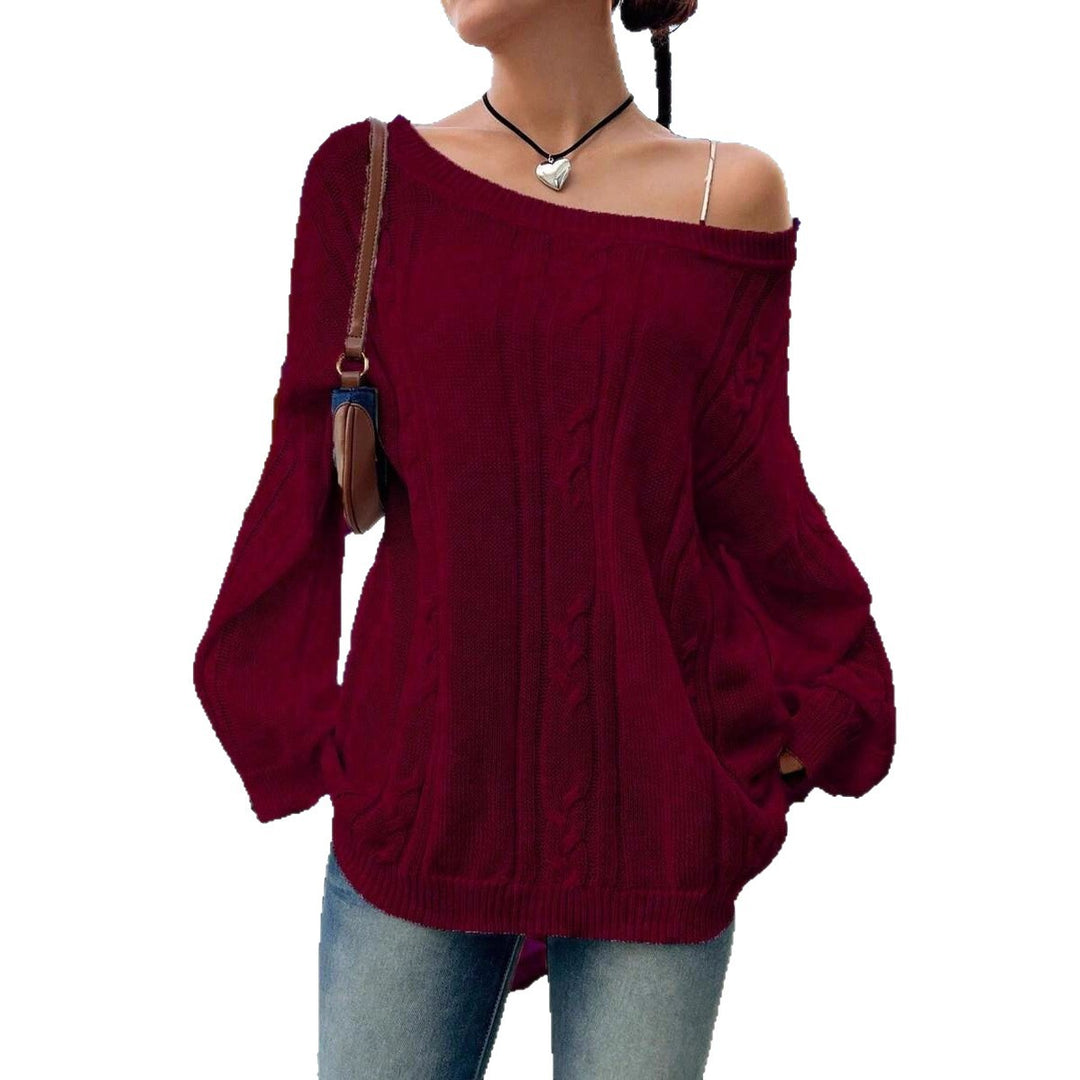 Damen Strickpullover mit asynchronem Schnitt und lockerem Fall EB