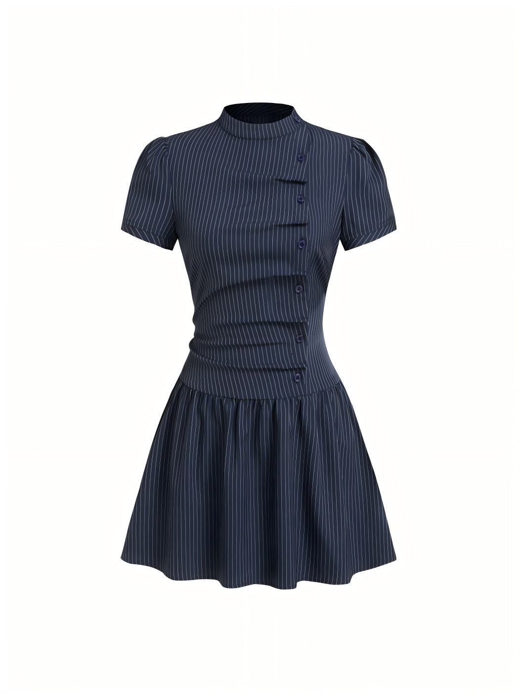 Damen Minikleid mit Knopfdetails und gerafftem Schnitt EB
