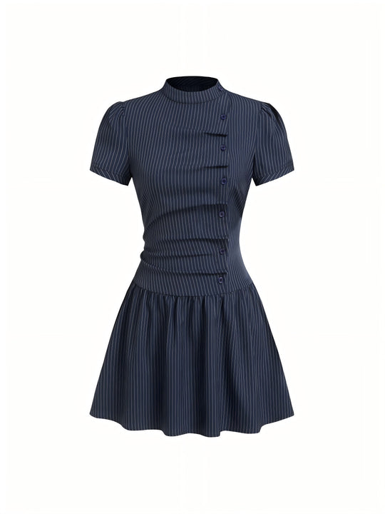 Damen Minikleid mit Knopfdetails und gerafftem Schnitt EB
