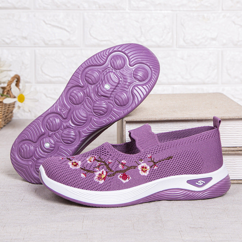 Damen modische Stoffschuhe mit elastischem Riemen und floralem Design EB