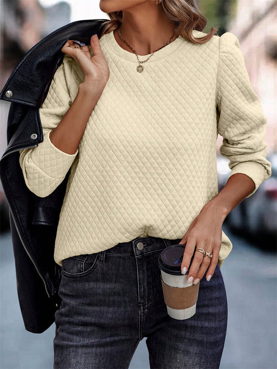 Damen Strukturierter Pullover mit puffärmeligen Details EB