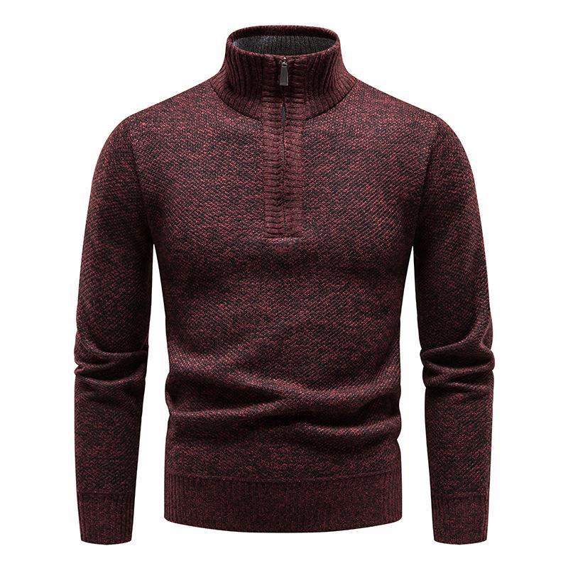 Herren Pullover mit halbem Reißverschluss und strukturiertem Design EB